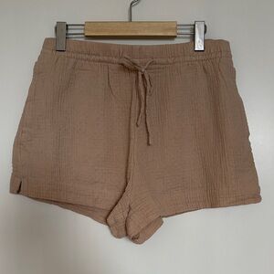 Zara Women's Cotton Drawstring Shorts — Taupe